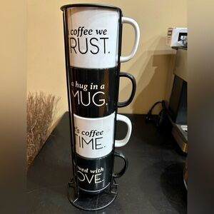 Black and white stackable coffee cups